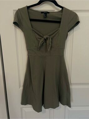 Forever 21 Olive Green Tie-Front Dress